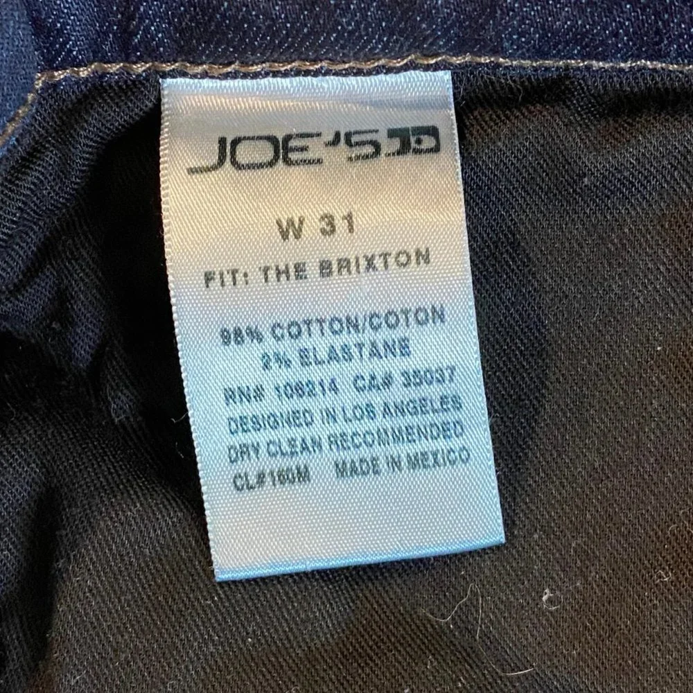 Joe's Jeans The Brixton Blue Dark Wash Casual Denim Pants Trousers Men's‎ 31x29